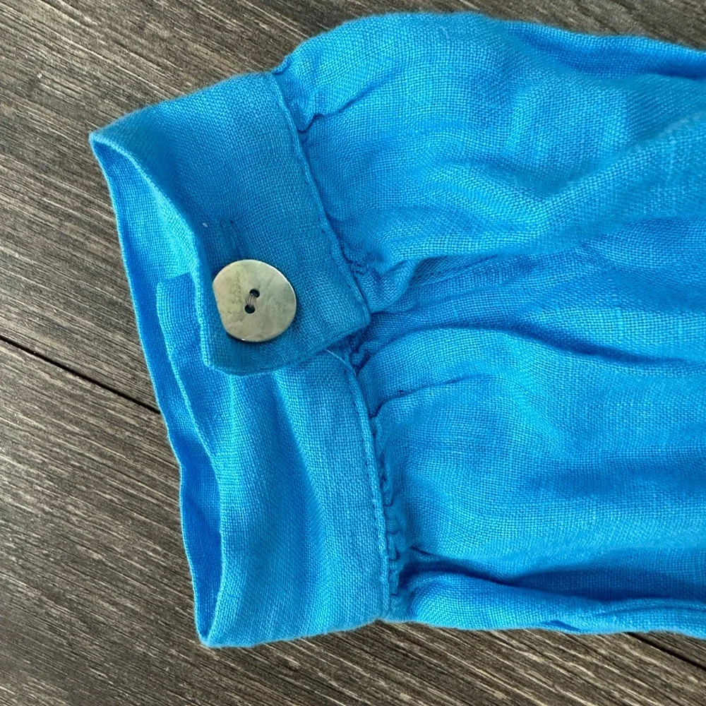 ZARA Blue Button-Up Linen Dress Size S - Picture 6 of 7